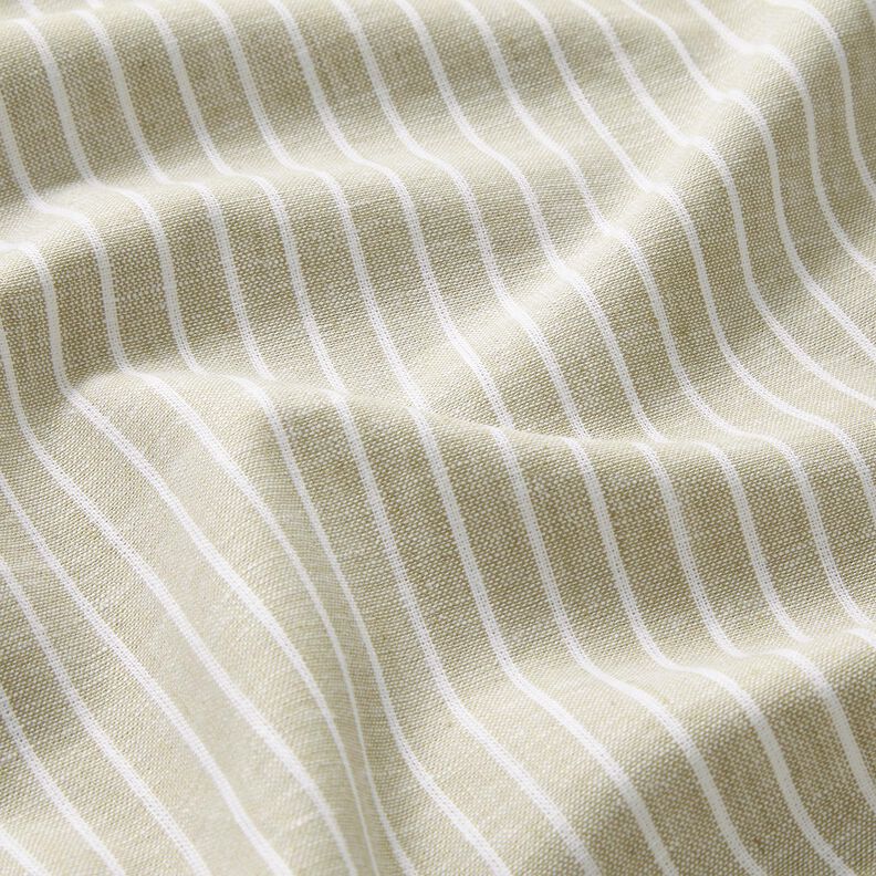 Mélange lin coton Larges rayures – beige foncé/blanc, image number 2