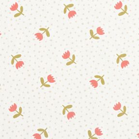 Tissu de décoration Satin de coton Jolies tulipes – ivoire/homard, 