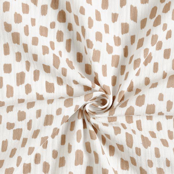 Tissu double gaze de coton Carreaux avec taches – blanc/beige,  image number 3