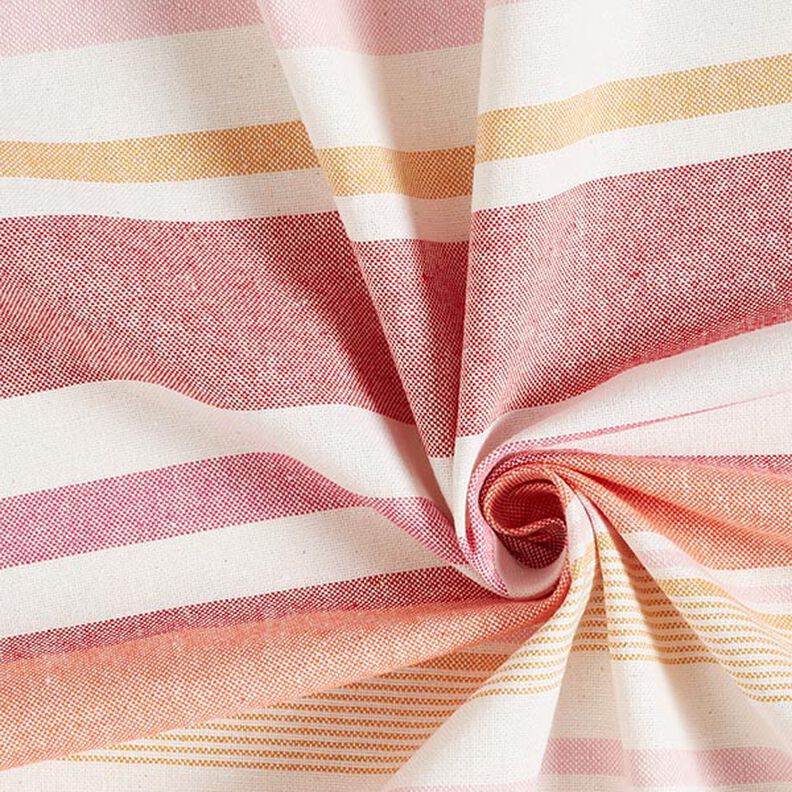 Tissu de décoration Semi-panama Mélange de rayures multicolores recyclé – rouge,  image number 3