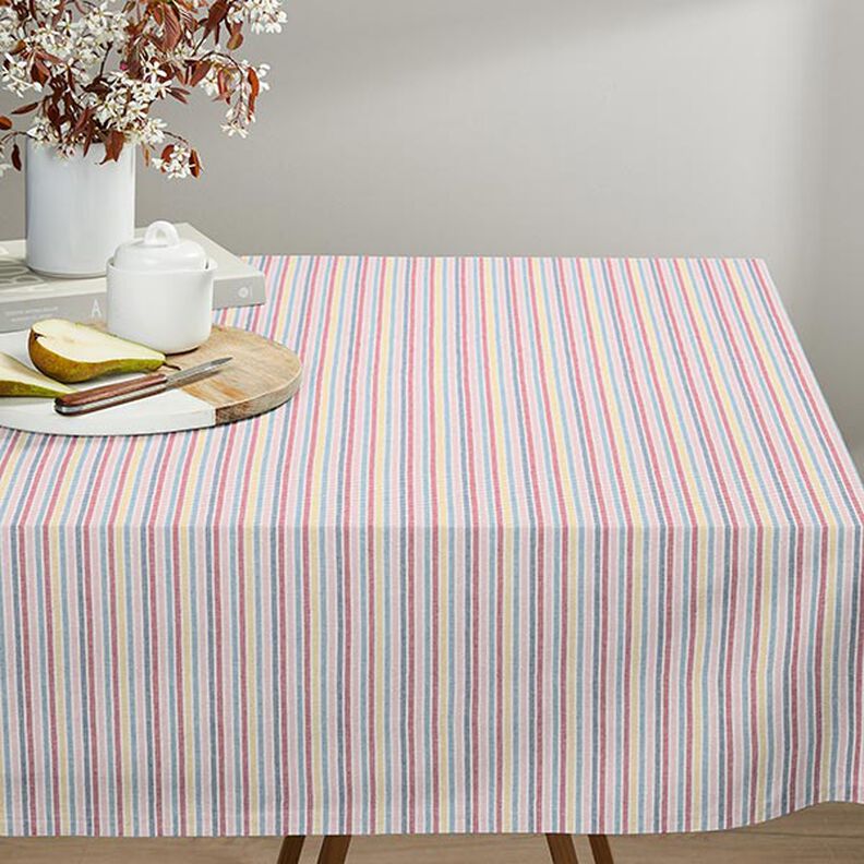 Tissu de décoration Semi-panama Rayures multicolores recyclé – pourpre,  image number 7