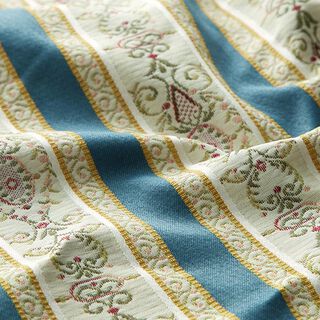 Tissu d’ameublement jacquard Rayures Biedermeier – crème/bleu, 