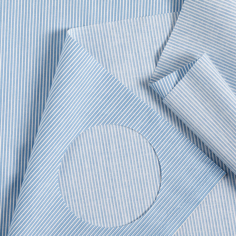 Tissu stretch pour chemise à fines rayures – blanc/bleu clair,  image number 6