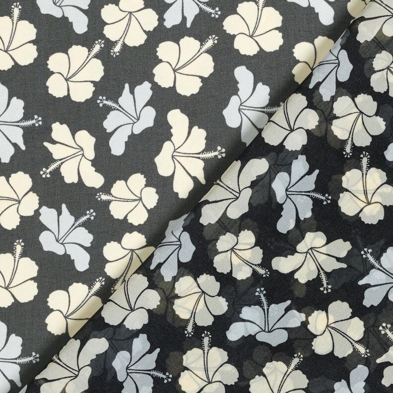Chiffon fleurs d'hibiscus – noir/blanc, image number 4