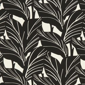 Tissu de décoration Panama Feuilles élégantes – noir/nature, 