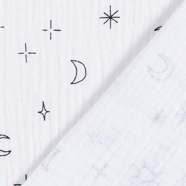GOTS Tissu double gaze de coton Soleil, lune et étoiles | Tula – blanc,  image number 4