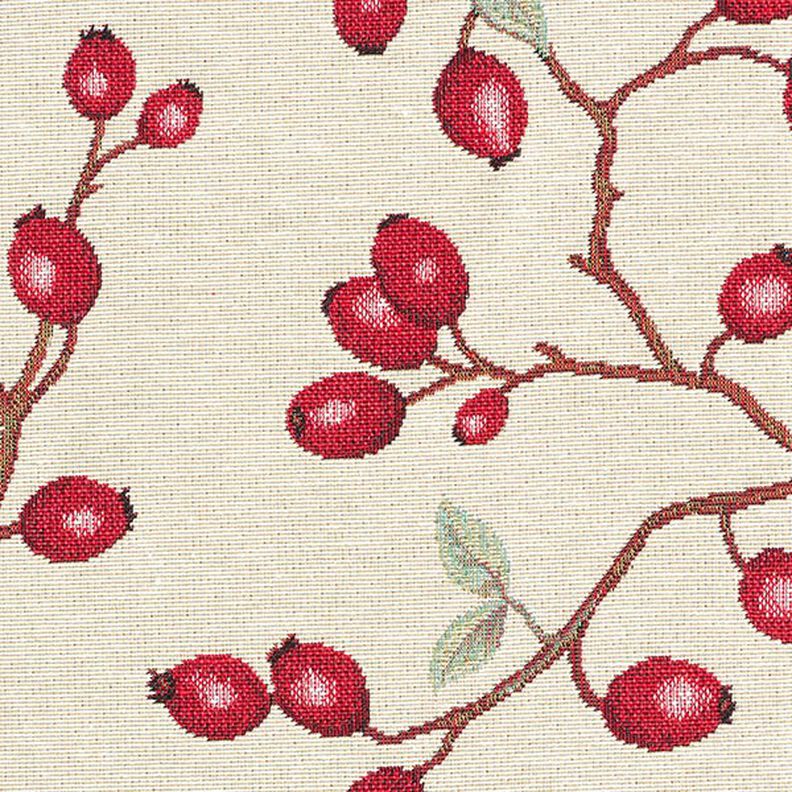 Tissu de décoration Gobelin Églantier – beige clair/rouge,  image number 9