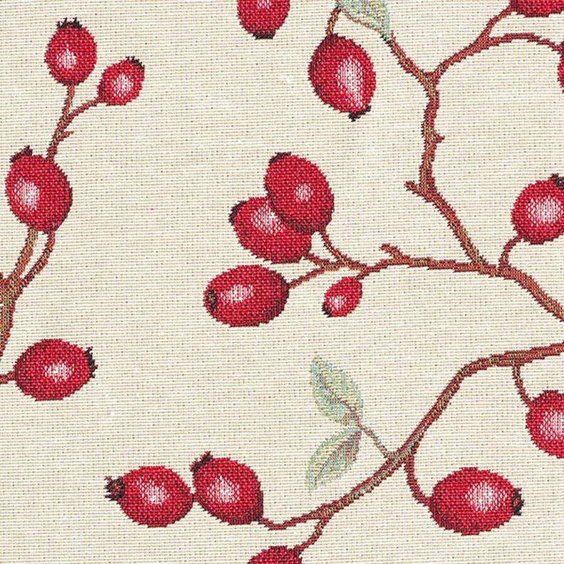 Tissu de décoration Gobelin Églantier – beige clair/rouge, image number 9