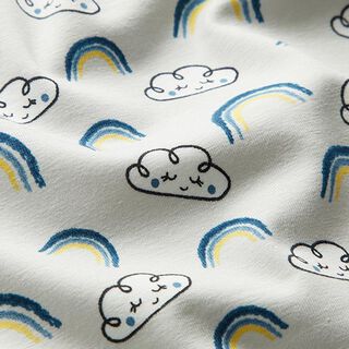 Jersey de coton bio Nuages et arcs-en-ciel – argent/bleu, 