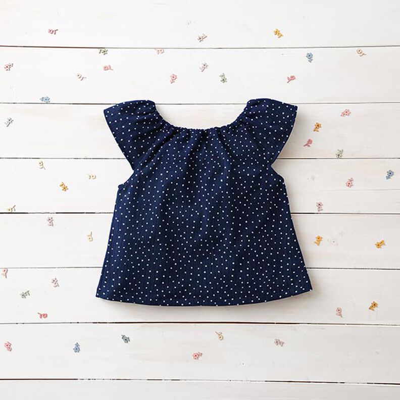 Tissu double gaze de coton Petits points – bleu marine/blanc, image number 6