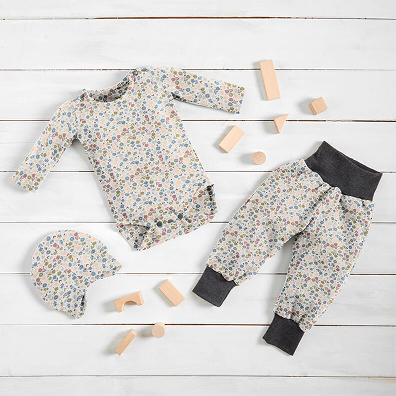 Jersey coton Jolies fleurs – écru, image number 6