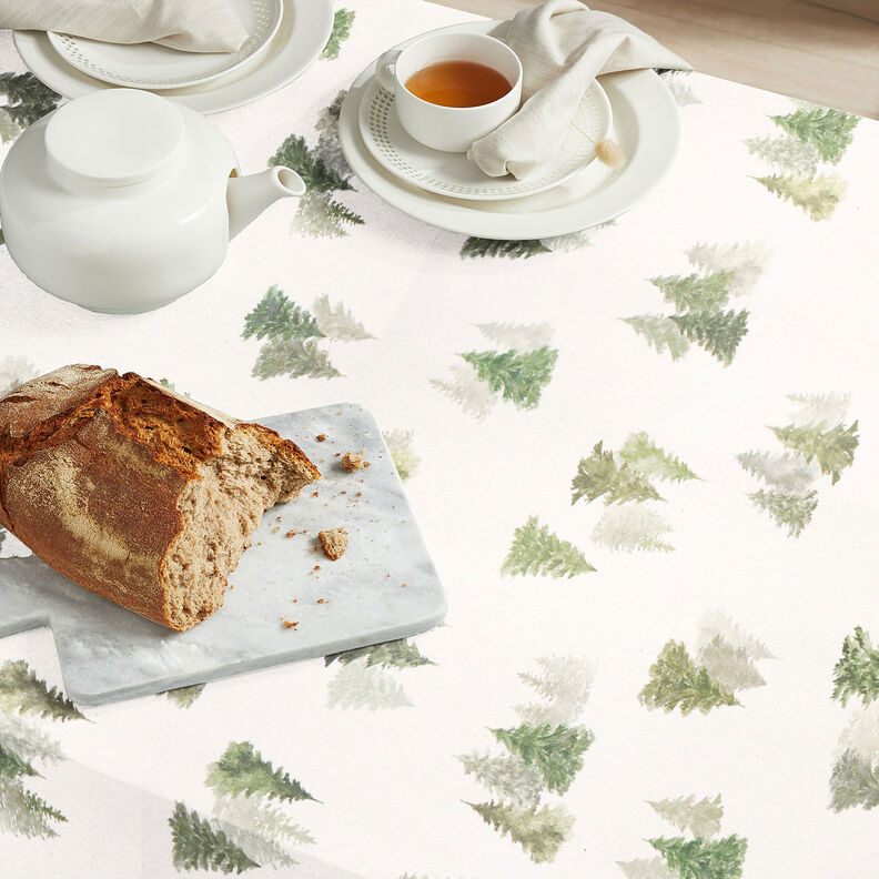 Tissu de décoration Semi-panama Sapins élégants – nature/pin, image number 8