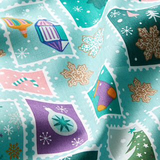 Tissu en coton Popeline Courrier de Noël – menthe/blanc, 