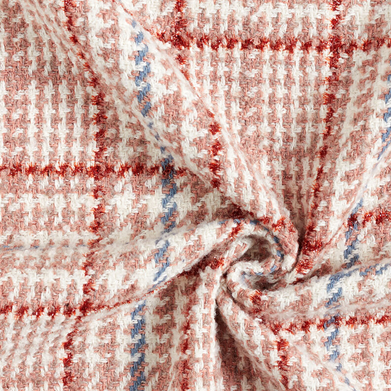 Tissu pour manteau Carreaux & pied-de-poule – blanc/vieux rose,  image number 3