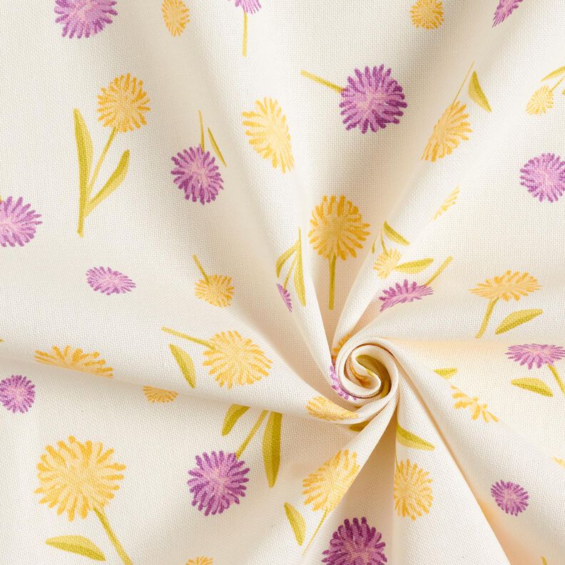 Tissu de décoration Semi-panama Petites fleurs de printemps – écru/jaune vanille, image number 3