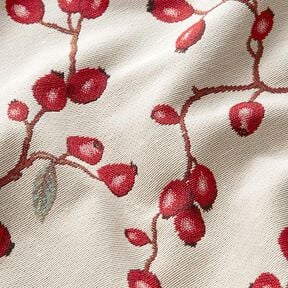 Tissu de décoration Gobelin Églantier – beige clair/rouge, 