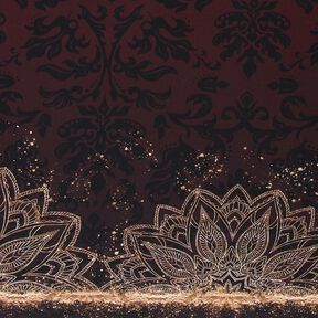 Jersey cotonTissu bordure Mandala avec taches d'or | Glitzerpüppi – marron noir/or, 