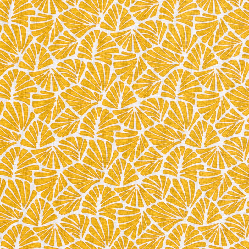 Coton enduit Mini feuilles abstraites – jaune soleil/blanc,  image number 1