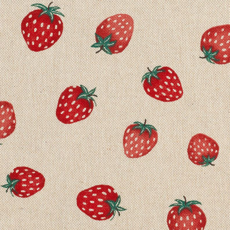 Tissu de décoration Semi-panama Petites fraises – rouge/nature,  image number 5