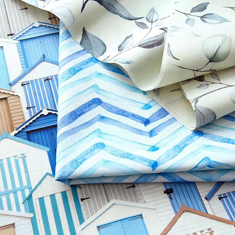 Tissu d’extérieur Canvas maisons de plage – bleu/blanc,  image number 5