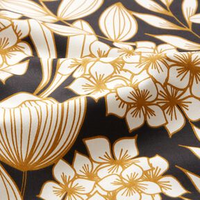 Satin de coton Tropische Blumen – noir, 