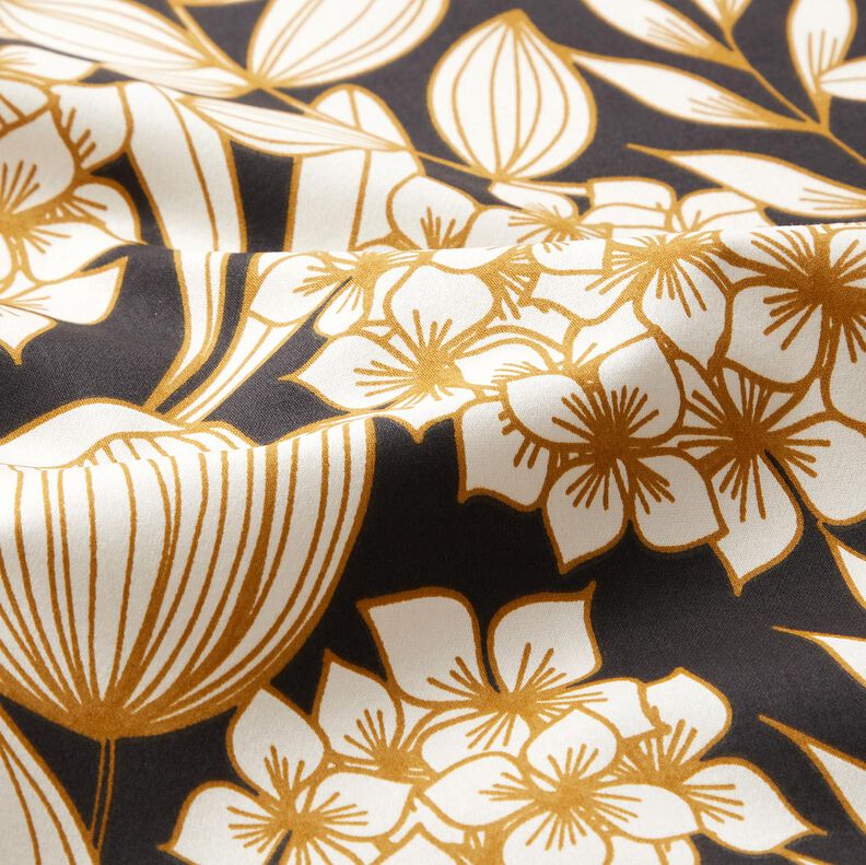 Satin de coton Tropische Blumen – noir,  image number 2