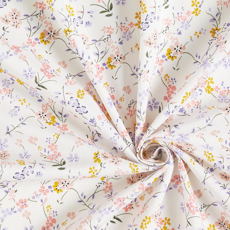 Popeline de coton Fleurs délicates – blanc/mauve,  image number 3