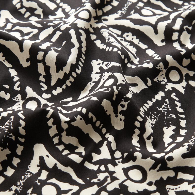 Tissu pour chemisier à grand motif abstrait – noir/blanc, image number 2