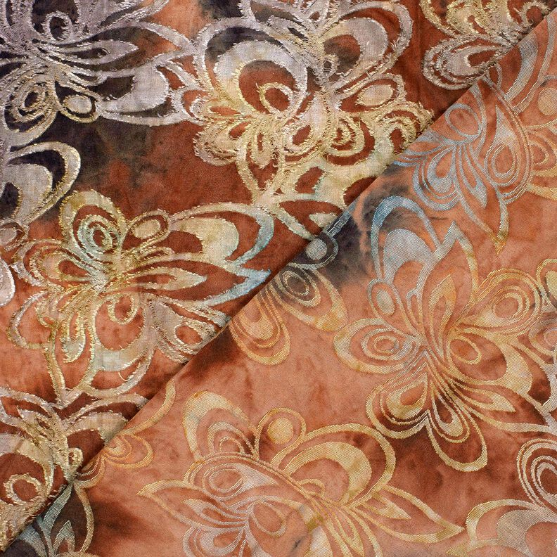Jersey Jacquard Fleurs avec batik – bordeaux/gris pierre, image number 4