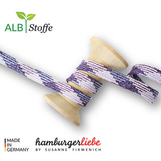 GOTS Cordon tressé bio TWIST ME Plaid [24 mm] | Albstoffe – lilas/rosé, 