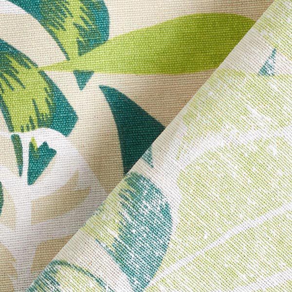 Tissu de décoration Canvas Feuilles de palmier – beige clair/vert genévrier,  image number 4