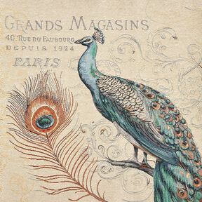 panneau d&eacute;coratif Gobelin Paon &ndash; beige clair/bleu, 