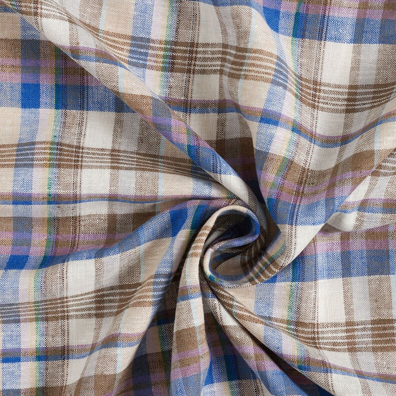 Lin et viscose mélangés Carreaux – olive, image number 4