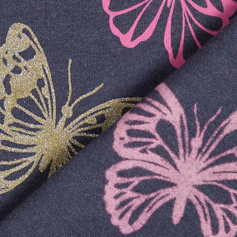 Jersey coton Papillons scintillants – bleu noir,  image number 6