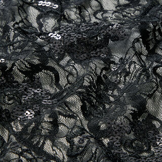 Dentelle Broderie de paillettes – noir, 
