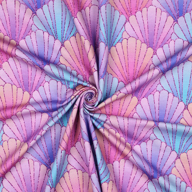 French Terry Sweat d’été Coquillages Impression numérique | by Poppy – lavande/lilas bleu,  image number 3