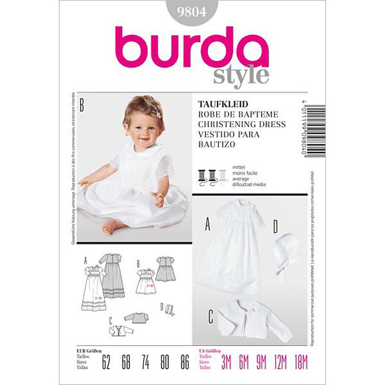 Robe de baptême, Burda 9804,  image number 1