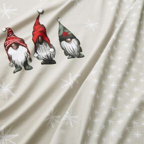 French Terry Sweat d’été Panel Trois lutins de Noël – beige, 