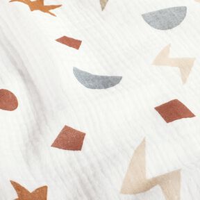 Tissu double gaze de coton Symboles géométriques – ivoire/caramel, 