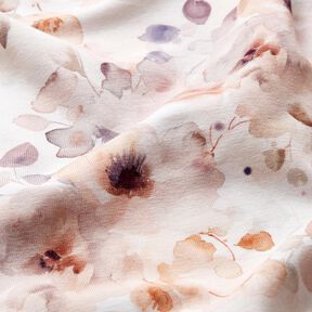 GOTS Jersey coton Impression numérique de roses sauvages à l’aquarelle – blanc/vieux rose clair, 
