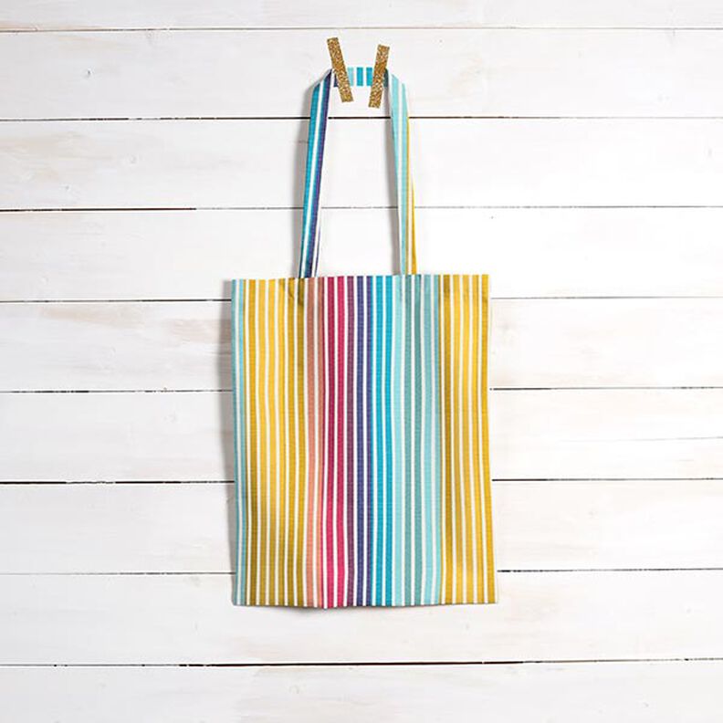 Tissu d’extérieur Canvas Rayures rétro – jaune/turquoise,  image number 8