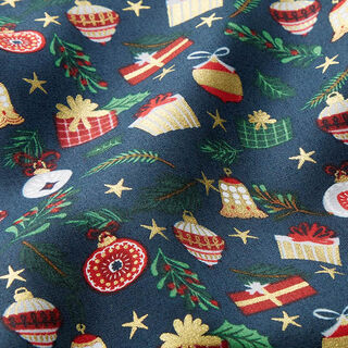 Tissu en coton Popeline Cadeaux – bleu nuit/or, 