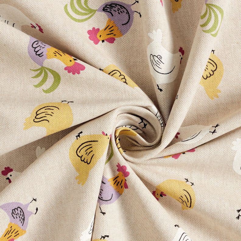 Tissu de décoration Semi-panama Petites poules – nature/blanc,  image number 3