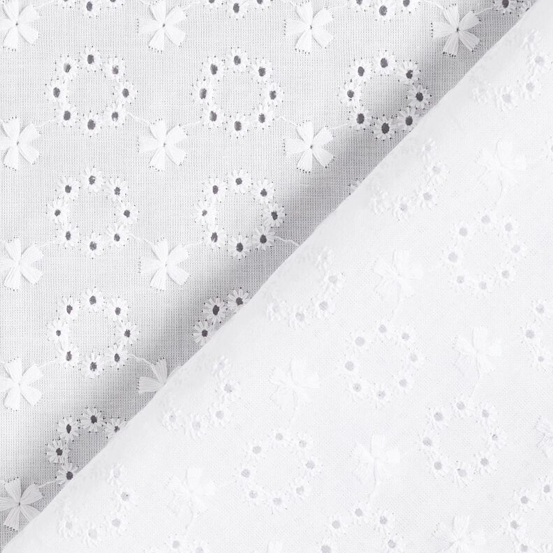 Batiste de coton Dentelle brodée Couronnes de fleurs – blanc,  image number 4