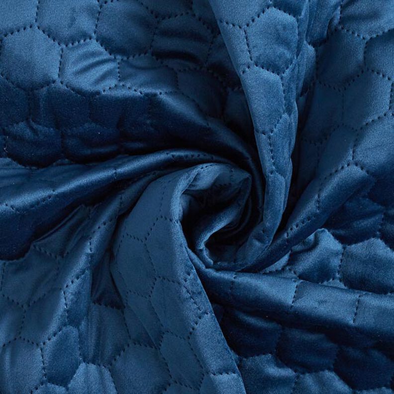 Tissu de revêtement velours matelassé nid d'abeille – bleu marine,  image number 3