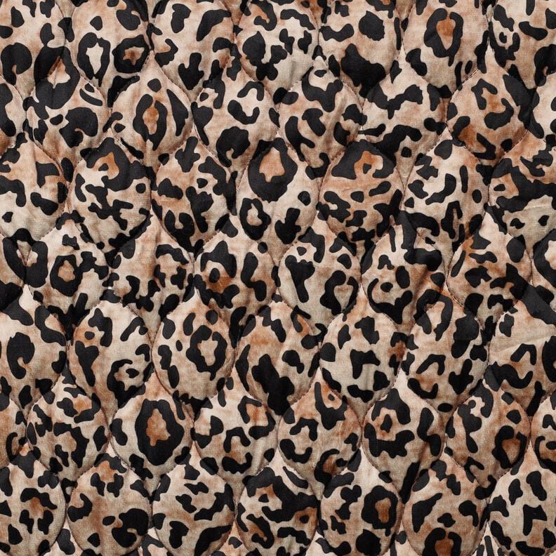 Tissu matelassé Impression numérique léopard – marron clair/noir,  image number 1