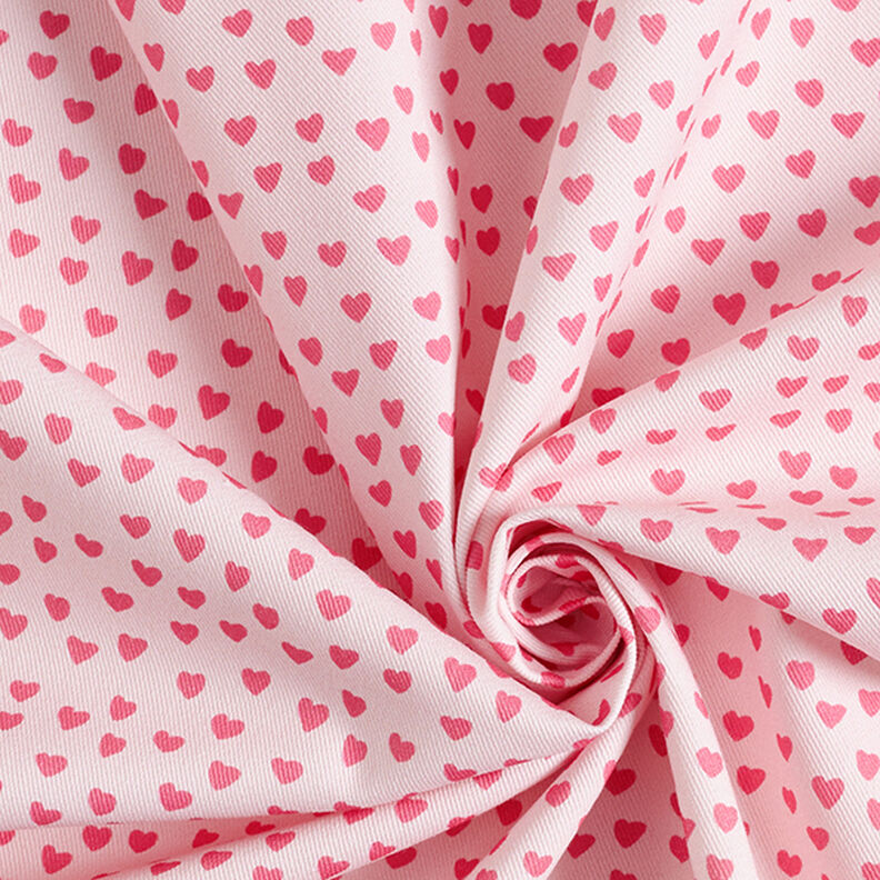 Tissu de décoration sergé coton mini cœurs – rose clair,  image number 3
