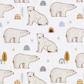 Popeline coton Ours polaires Impression numérique – blanc, 