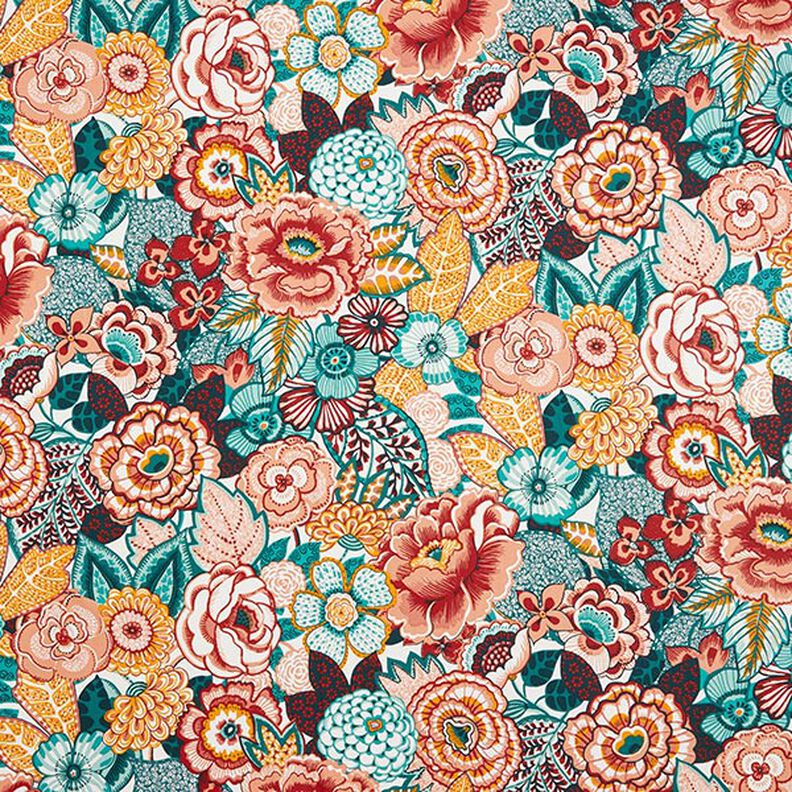 Tissu en coton Cretonne Mer de fleurs – carmin/blanc,  image number 1