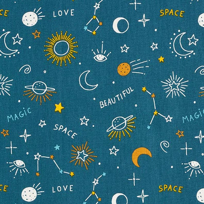 Tissu en coton Cretonne Constellations – bleu océan,  image number 1